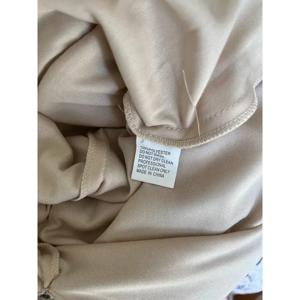 NEW NWT Mac Duggal 70237 Beige Embellished Long Sleeve Midi Dress Mocha Size 4 - Picture 5 of 6